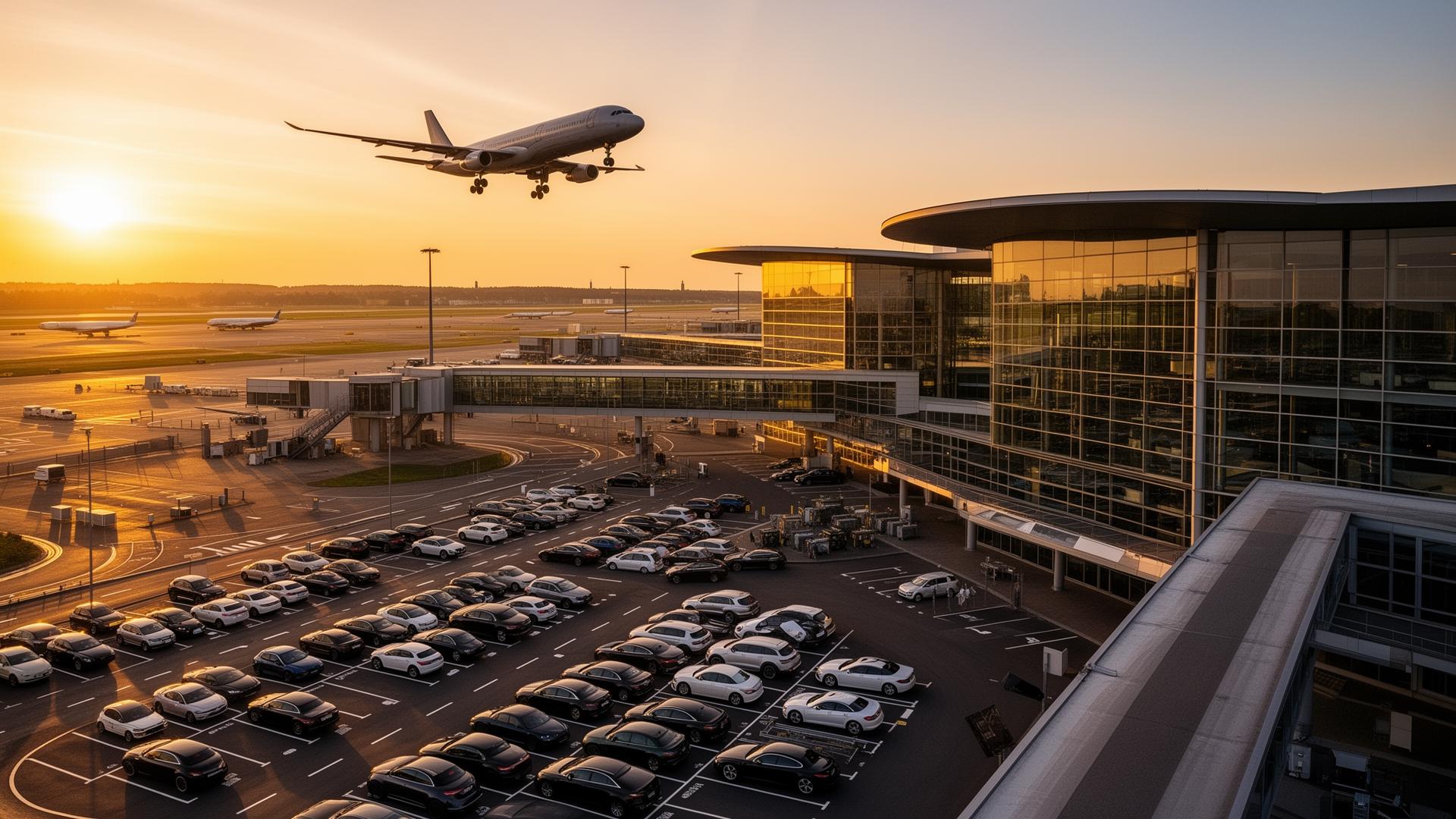 Park-&-Ride-Areal mit Shuttle am Flughafen Frankfurt